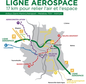 Jean-Luc Moudenc a fait de la troisième ligne de métro (ici en vert) un point central de son programme
