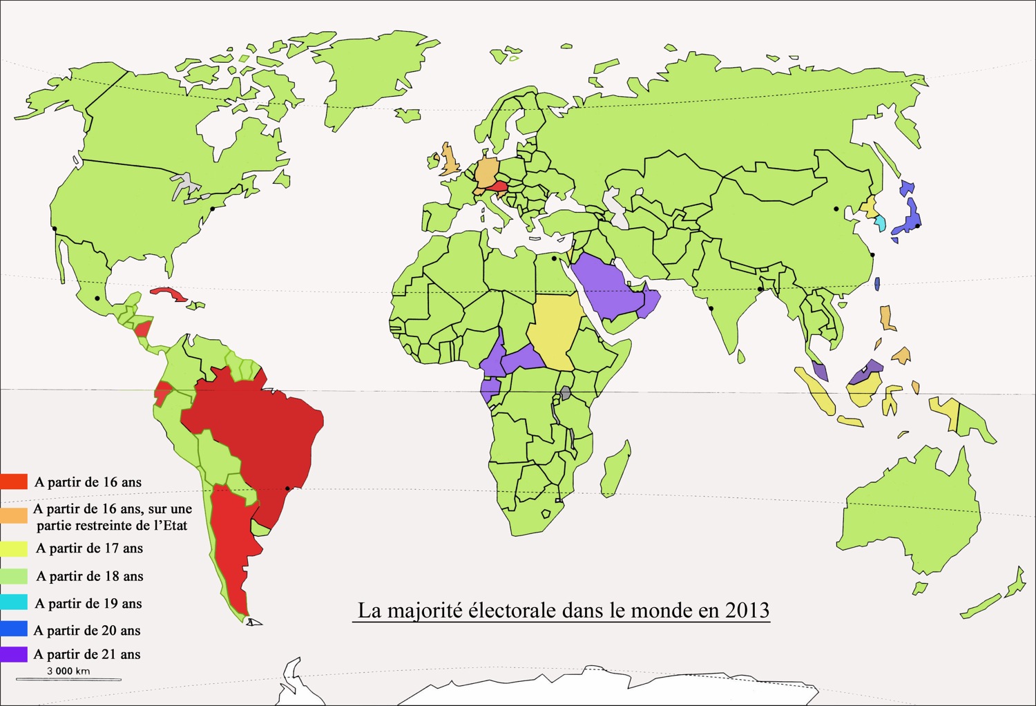 Les pays qui abaissent leur majoritÃ© Ã©lectorale