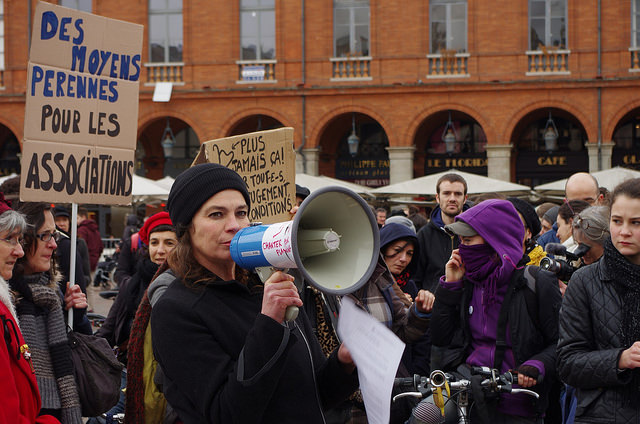 Place du Capitole, manifestation de soutien au Planning Familial le 17 janvier 2015